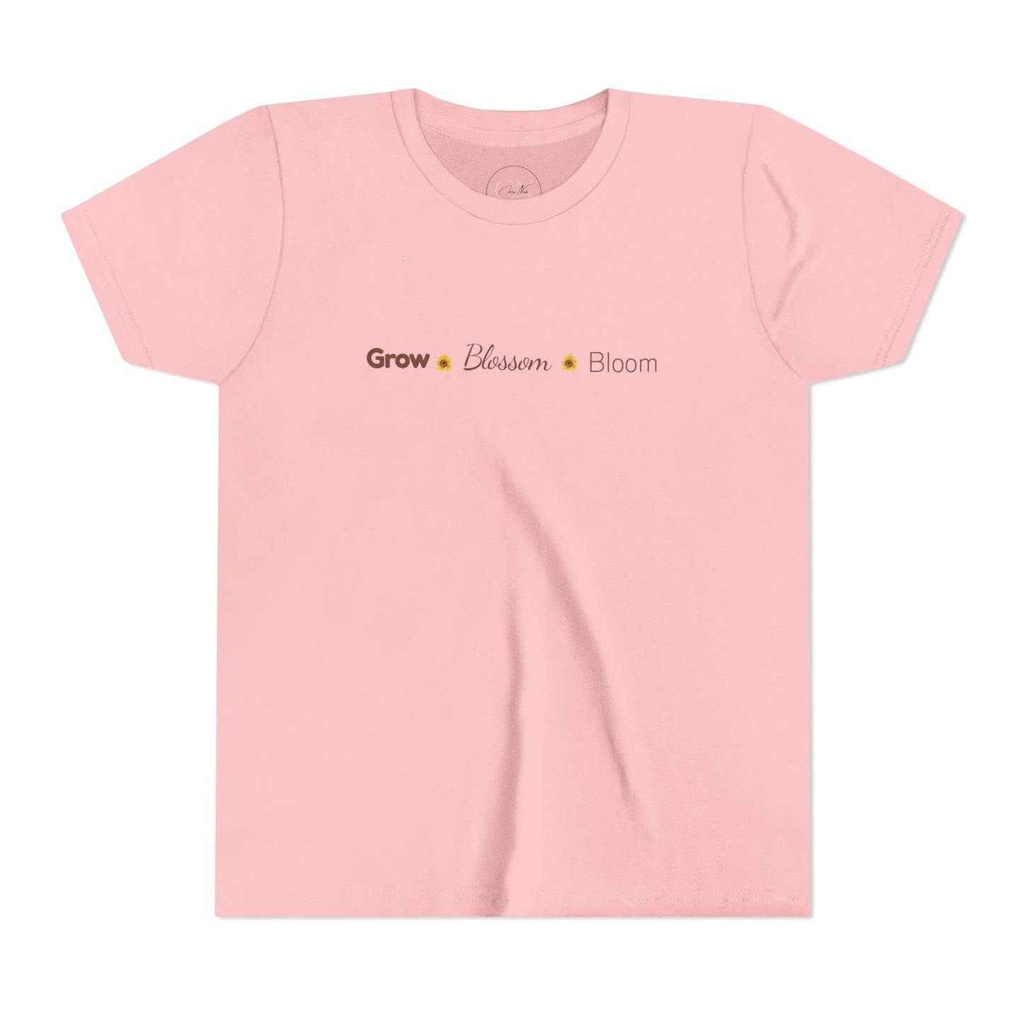 Youth Tee — "Grow • Blossom • Bloom" Sunflower "I Am Loved" Floral Shirt