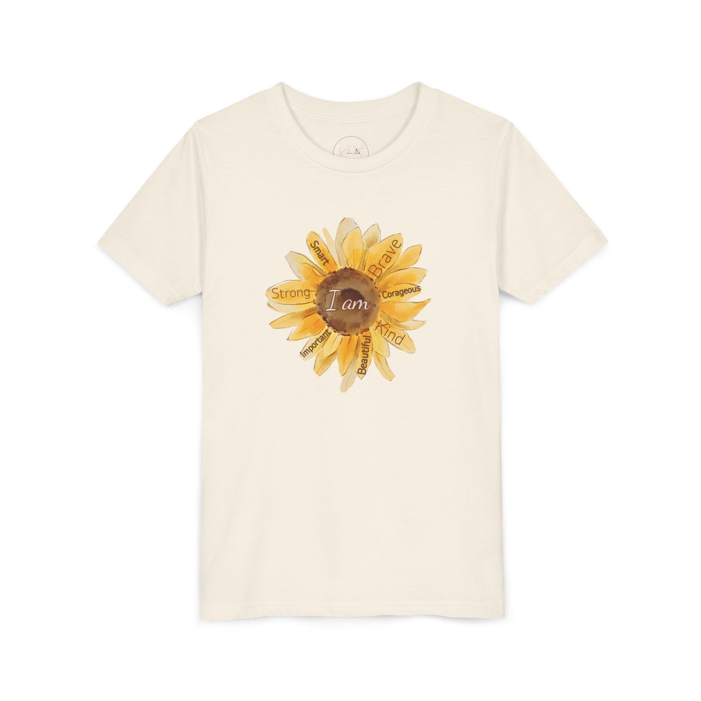 Youth Tee — Sunflower "I Am" Positive Affirmation Graphic