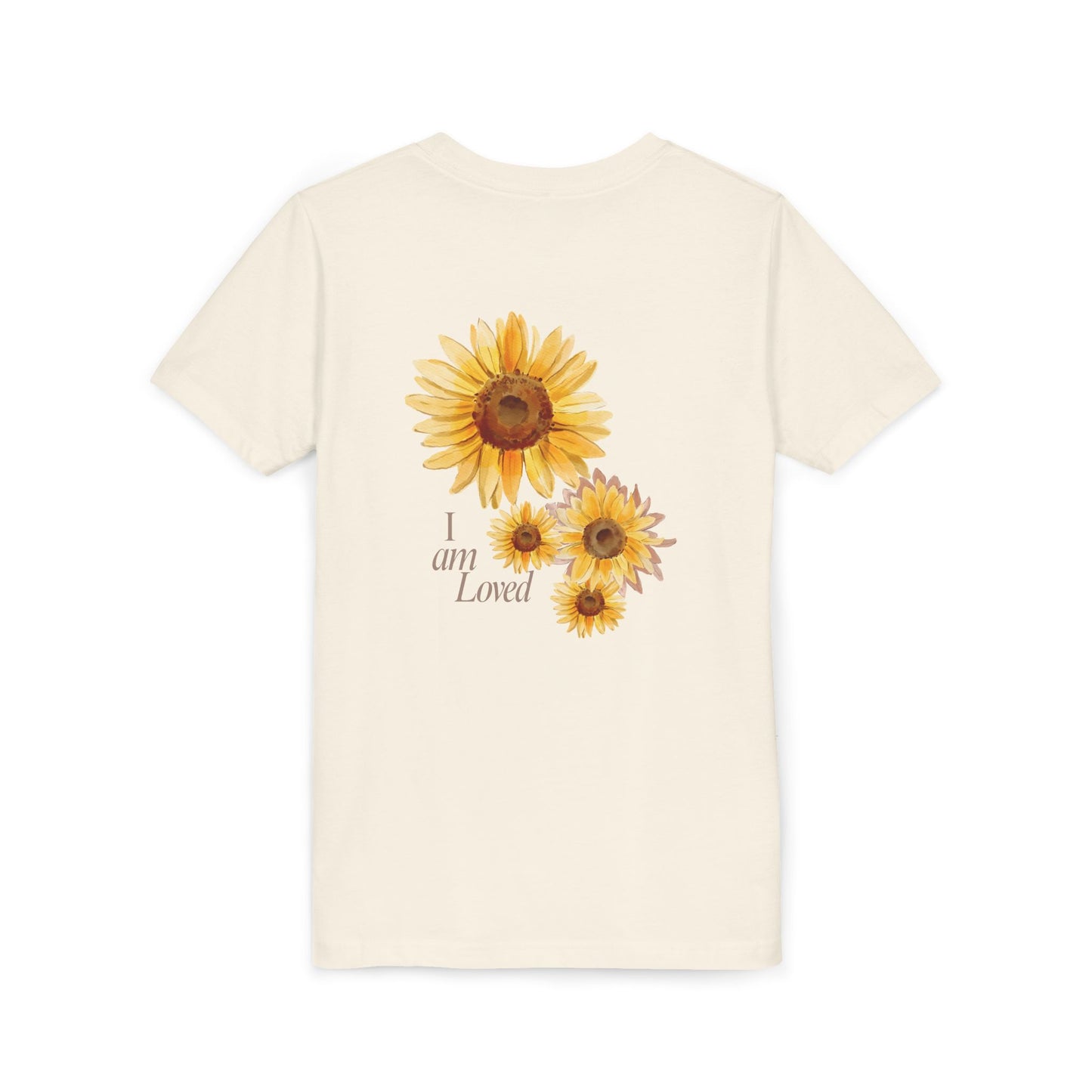 Youth Tee — "Grow • Blossom • Bloom" Sunflower "I Am Loved" Floral Shirt