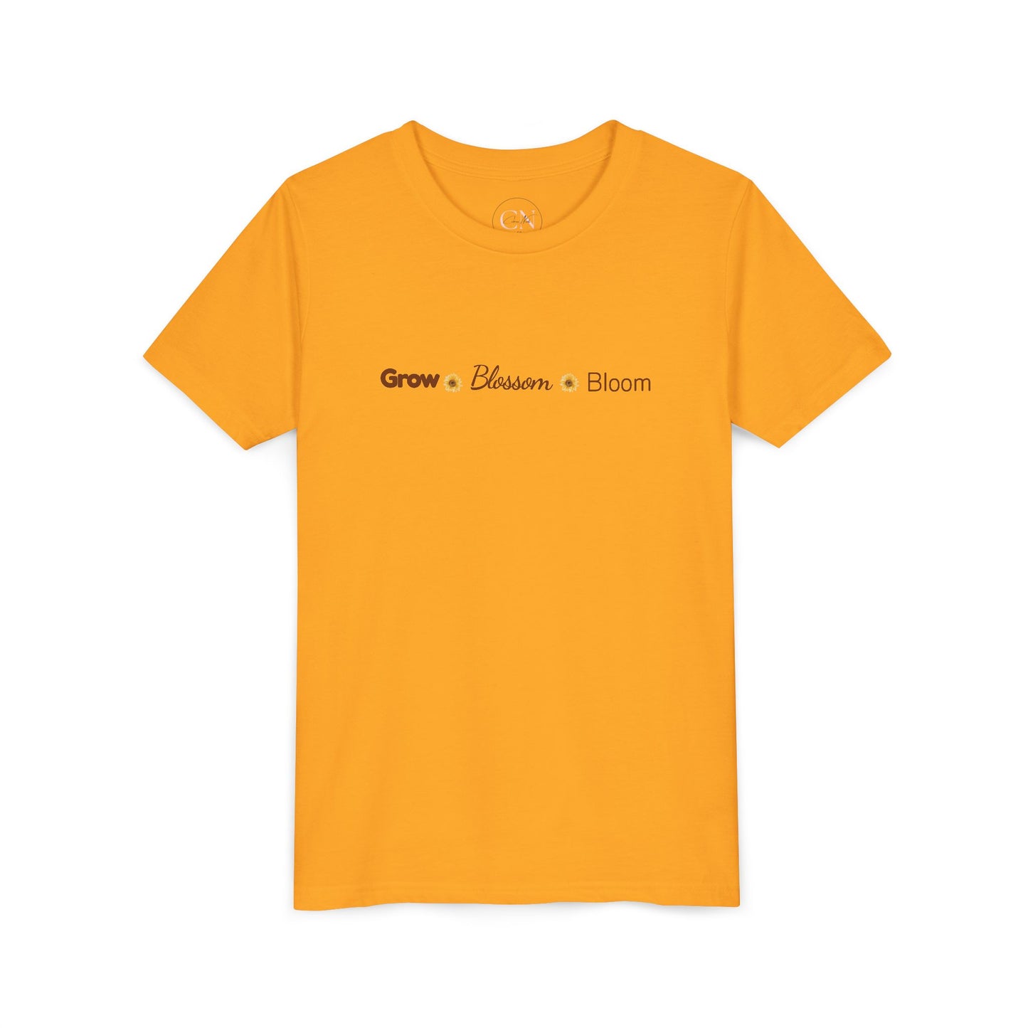 Youth Tee — "Grow • Blossom • Bloom" Sunflower "I Am Loved" Floral Shirt