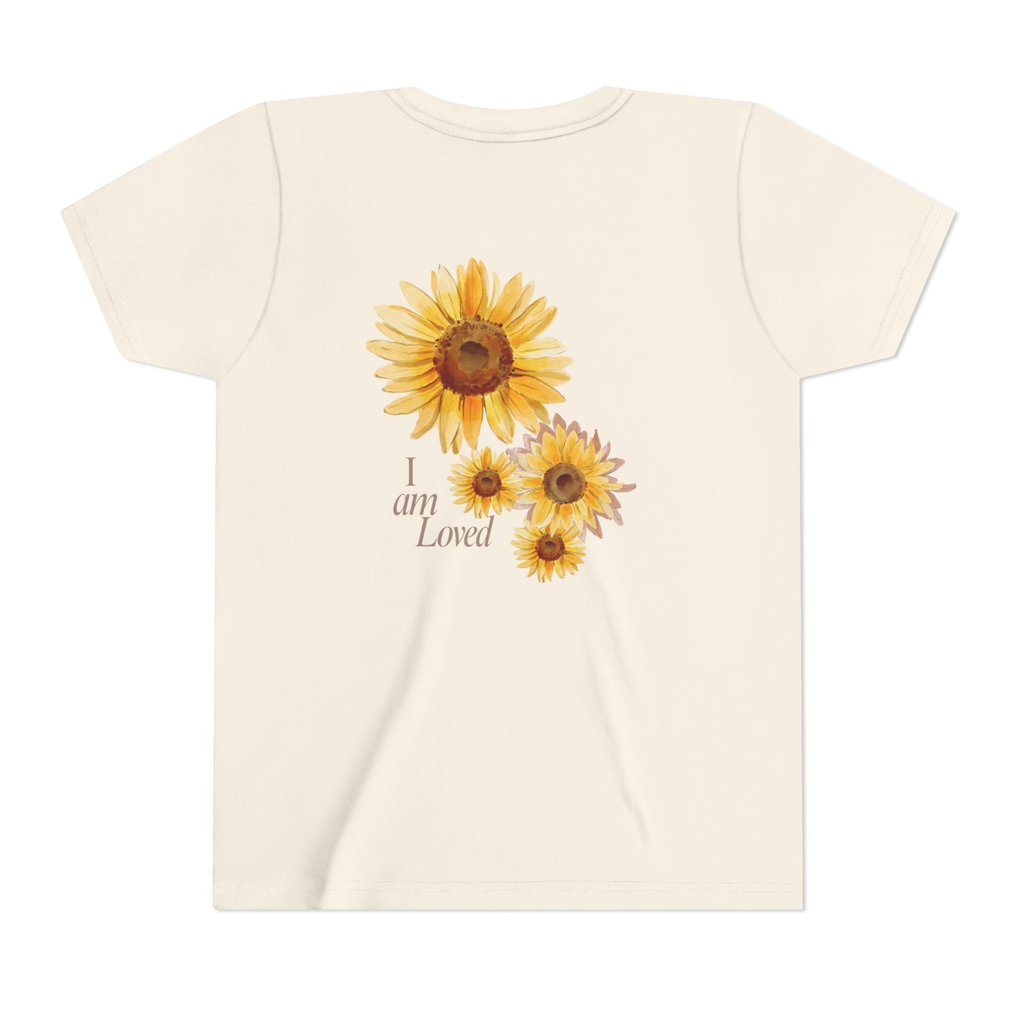 Youth Tee — "Grow • Blossom • Bloom" Sunflower "I Am Loved" Floral Shirt