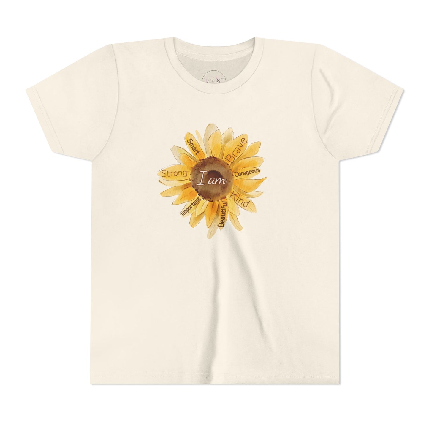 Youth Tee — Sunflower "I Am" Positive Affirmation Graphic