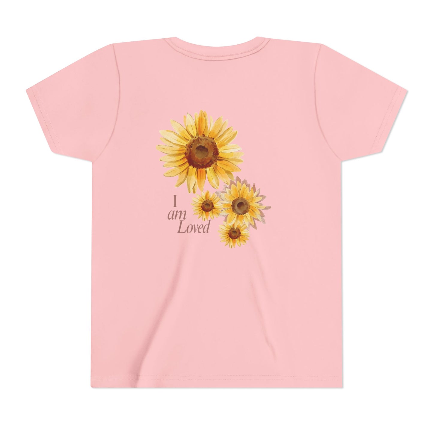 Youth Tee — "Grow • Blossom • Bloom" Sunflower "I Am Loved" Floral Shirt