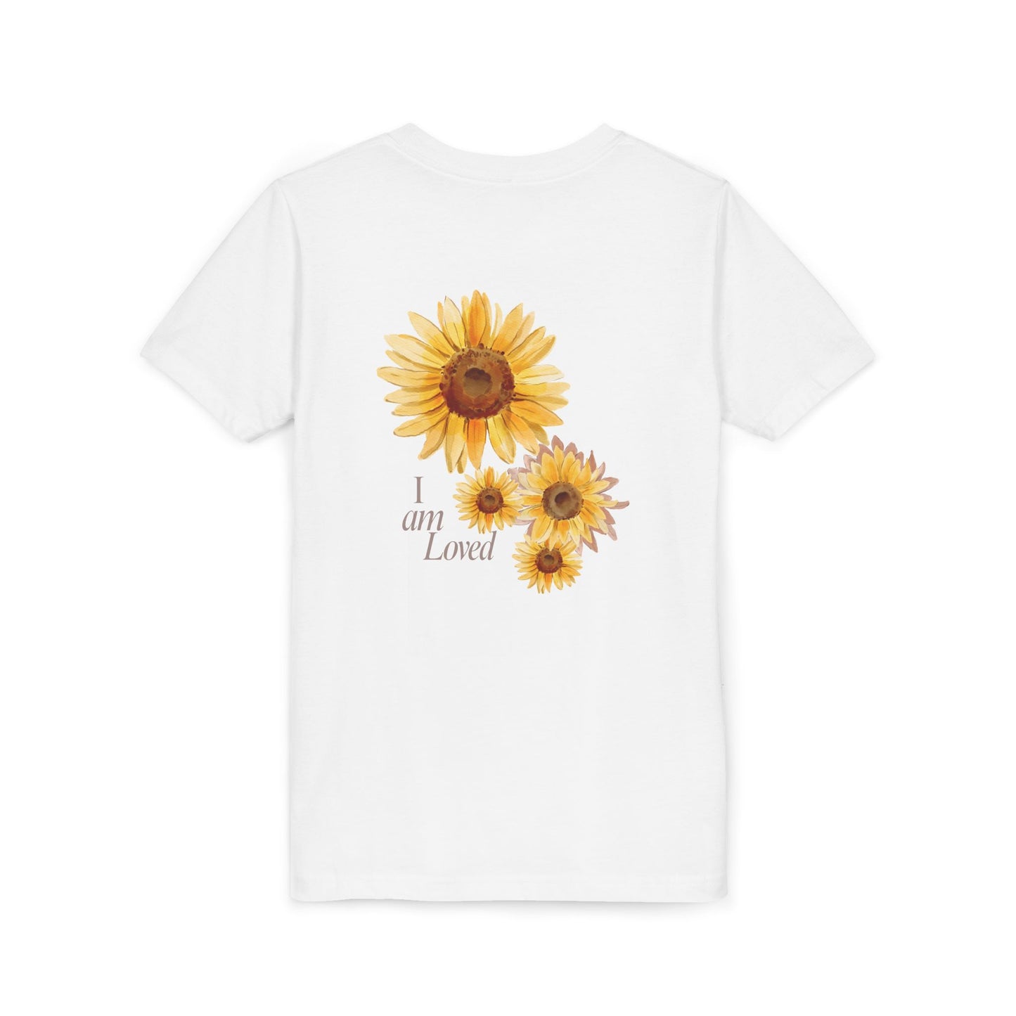 Youth Tee — "Grow • Blossom • Bloom" Sunflower "I Am Loved" Floral Shirt
