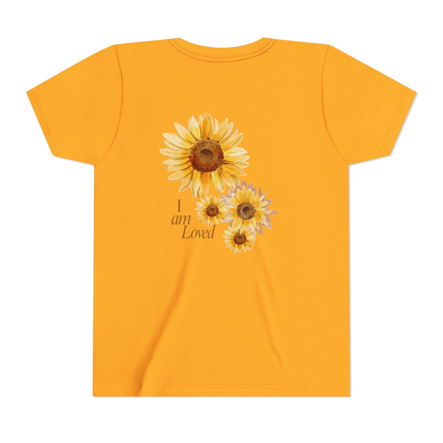 Youth Tee — "Grow • Blossom • Bloom" Sunflower "I Am Loved" Floral Shirt