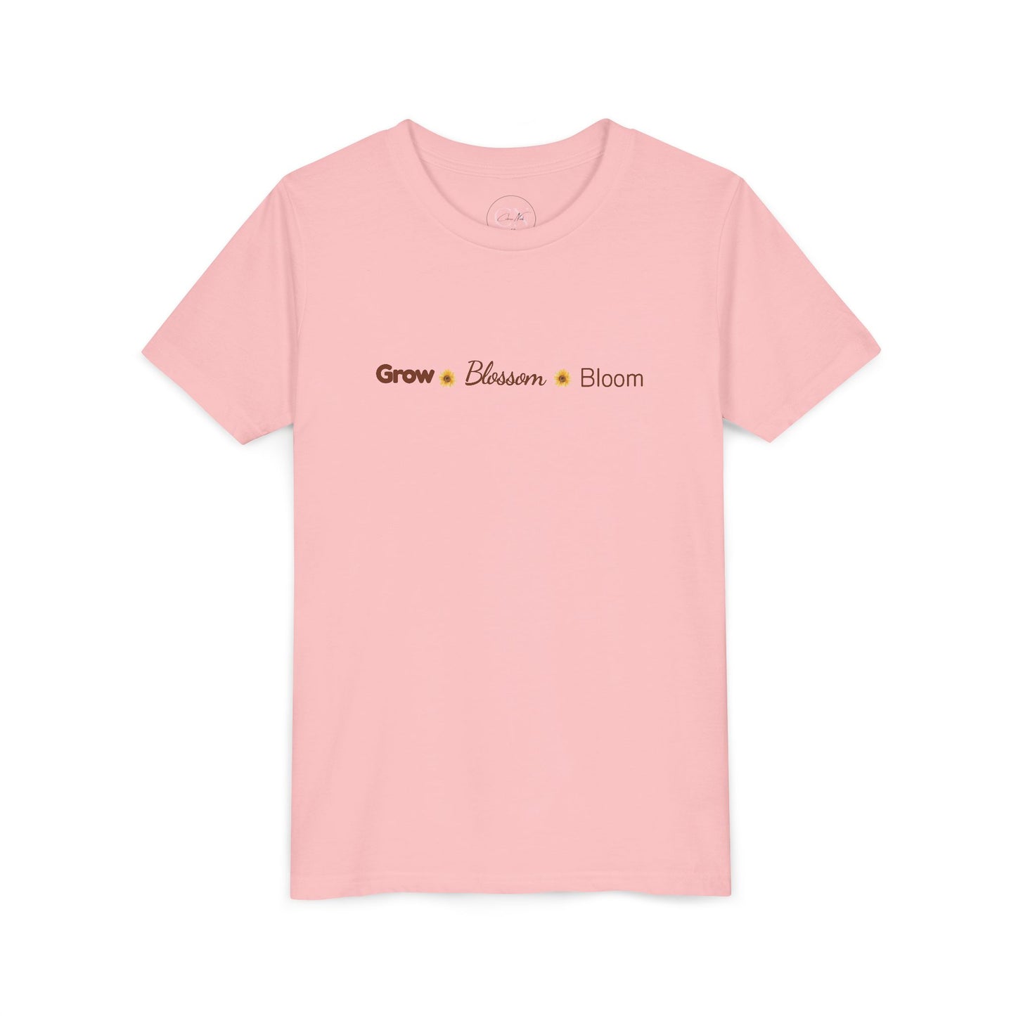 Youth Tee — "Grow • Blossom • Bloom" Sunflower "I Am Loved" Floral Shirt