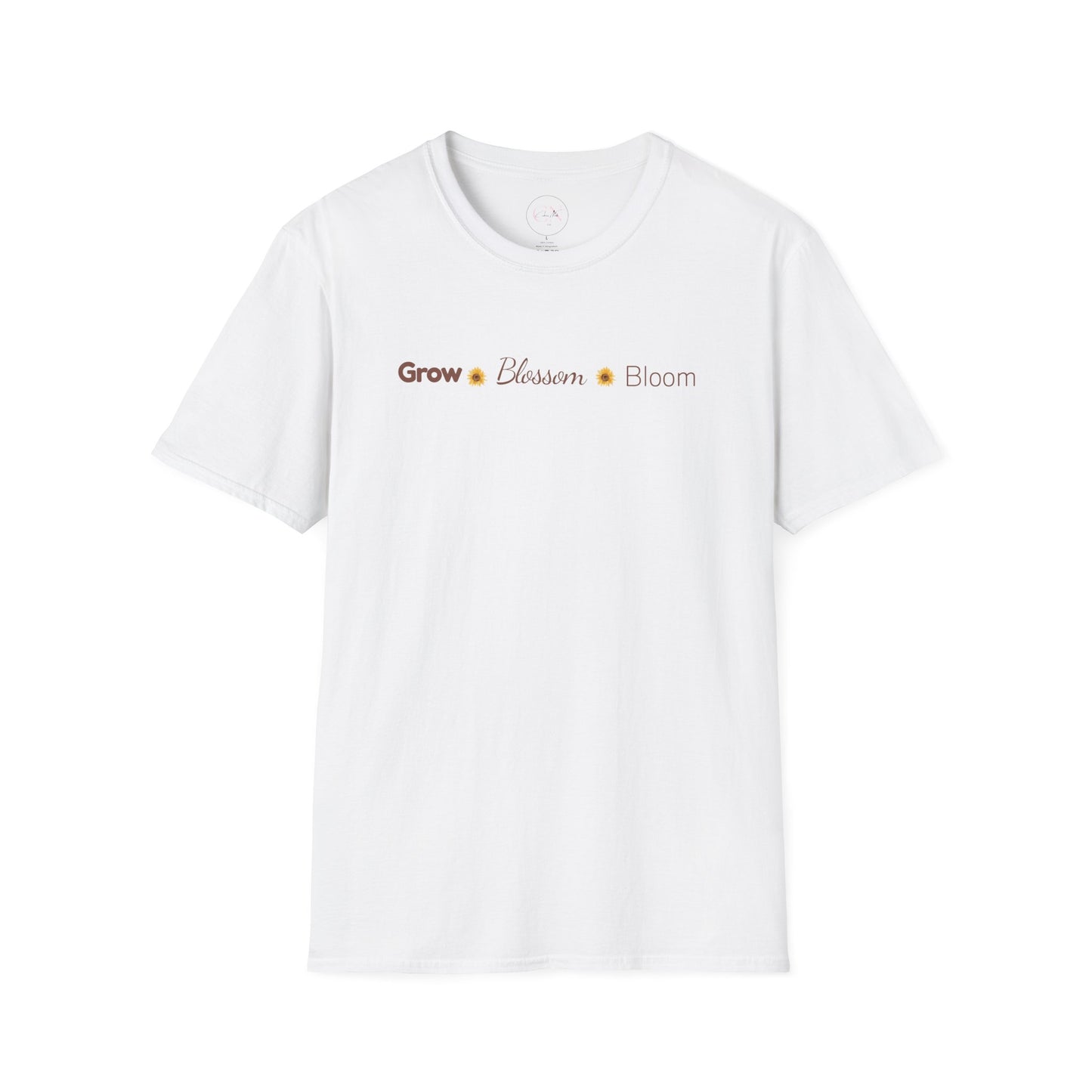 Sunflower "Grow • Blossom • Bloom" T-Shirt — I Am Loved Floral Tee