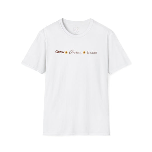 Sunflower "Grow • Blossom • Bloom" T-Shirt — I Am Loved Floral Tee