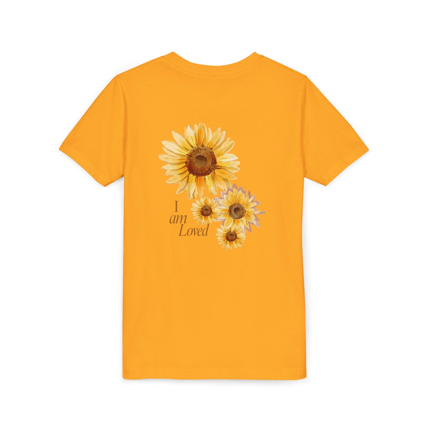 Youth Tee — "Grow • Blossom • Bloom" Sunflower "I Am Loved" Floral Shirt