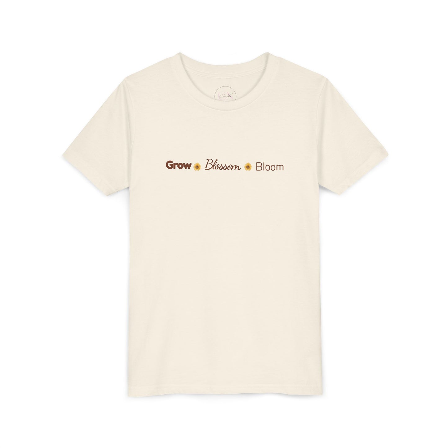 Youth Tee — "Grow • Blossom • Bloom" Sunflower "I Am Loved" Floral Shirt