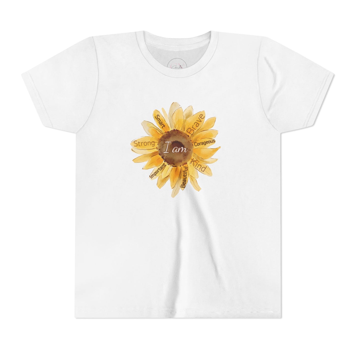 Youth Tee — Sunflower "I Am" Positive Affirmation Graphic