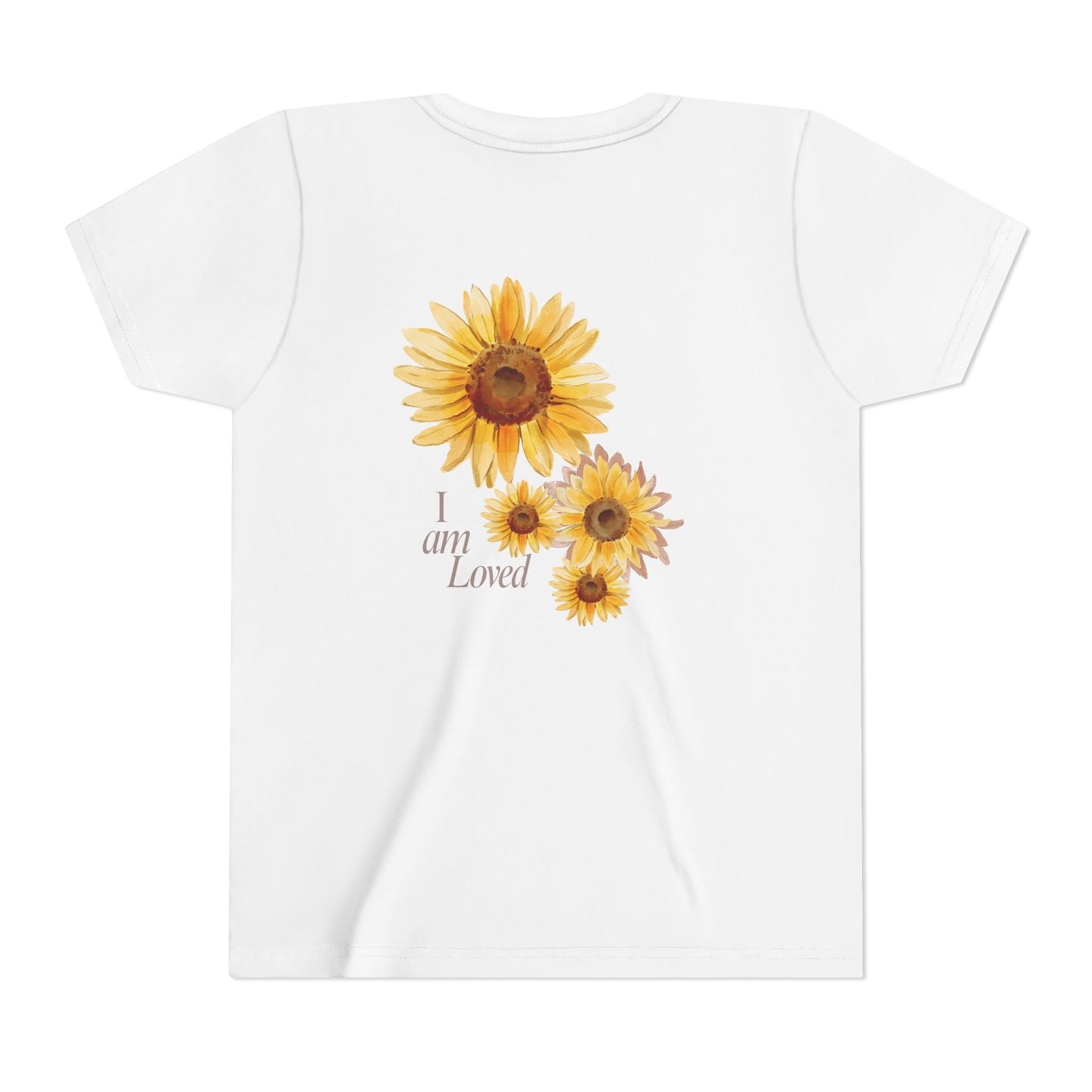 Youth Tee — "Grow • Blossom • Bloom" Sunflower "I Am Loved" Floral Shirt